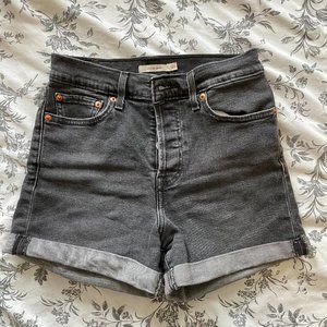 Levi's high rise faded black denim shorts
